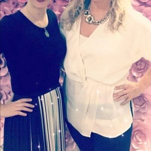 Zara White Silk Blouse w/Rose Gold detail